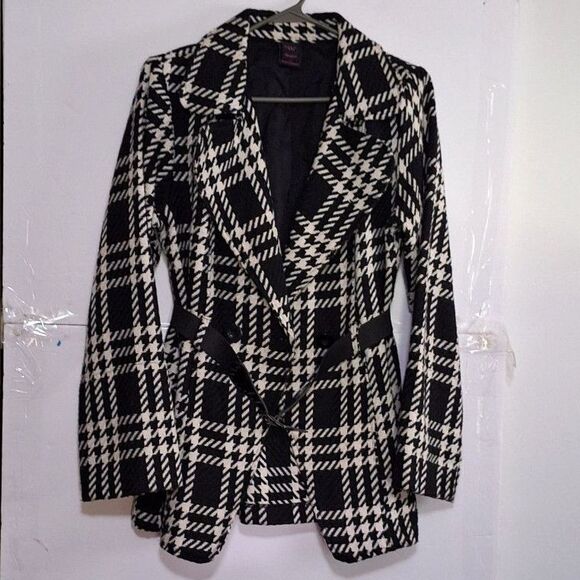 A Wrapper Women's Coat Jacket Houndstooth Trendy Fashionable Double Breasted XL - Picture 1 of 9